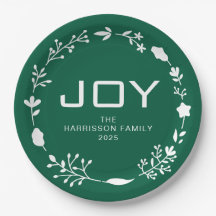 Coroa Floral de Natal Joy Família Nome Personaliza