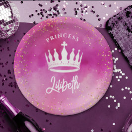 Prato De Papel Coroa Princesa Rosa, Rosa, Rosa, Tiara Watercolor
