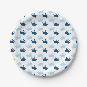 Prato De Papel Coroa Real Azul Conto de Fadas do Príncipe Chás de