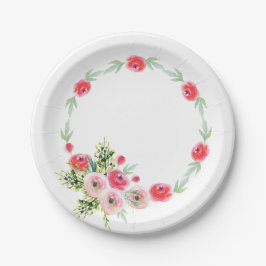 Prato De Papel Coroa Vintage Floral Aquarela Chá de Noiva