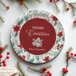 Prato De Papel Corporate Christmas Party Greenery Poinsettia