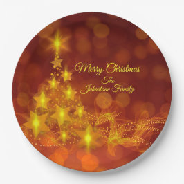 Prato De Papel Correspondência Definir Árvore de Estrelas Dourada