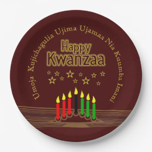 Prato De Papel Correspondência Feliz Kwanzaa Sete Princípios 9"