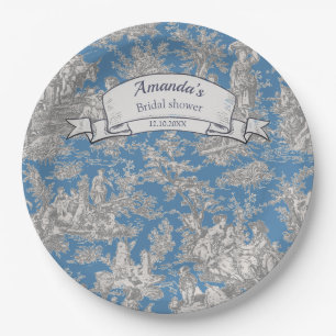 Prato De Papel Cortina de chuveiro vintage floral turquesa toile 