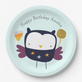 Prato De Papel Coruja Bonita com Partido Candies