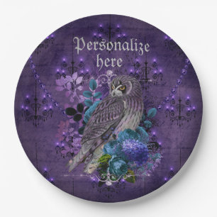 Prato De Papel Coruja Elegante vintage chandeliers gótica