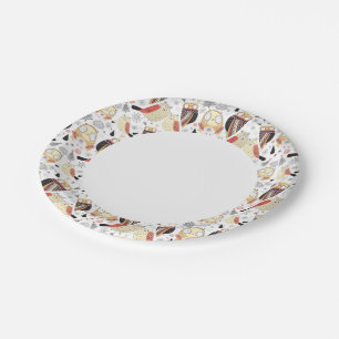 Prato De Papel Coruja engraçada de textura