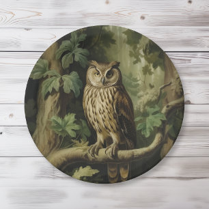 Prato De Papel Coruja-Estilo Vintage na Floresta Encantada