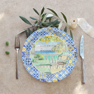 Prato De Papel Costa Amalfitana   Azulejos de Limão Mediterrâneo