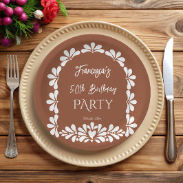 Prato De Papel Costume do partido de fiesta mexicano terracotta t