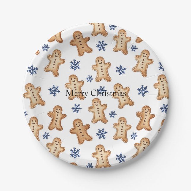 Prato De Papel Country Snowflakes Gingerbread Cookies Christmas (Frente)