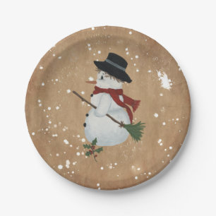 Prato De Papel Country Snowman Paper Plates