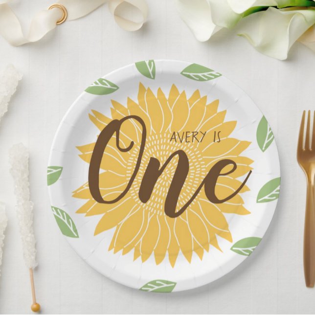Prato De Papel Country Sunflower Baby's primeiro aniversario (Criador carregado)