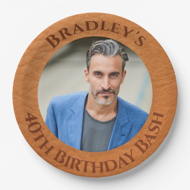 Prato De Papel Couro aniversário de 40 anos Brown (Frente)