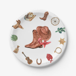 Prato De Papel Cowboy Birthday Primeiro Rodeio Ocidental