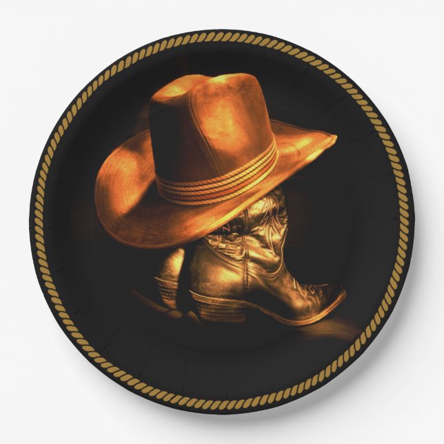 PRATO DE PAPEL COWBOY HAT E BOOTS (Frente)