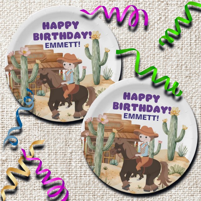 Prato De Papel Cowboy na Festa de aniversário de Cavalo (Criador carregado)