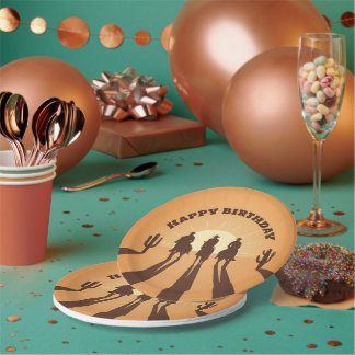 Prato De Papel cowboys de feliz aniversário