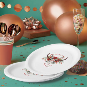 Prato De Papel Cowgirl Christmas Floral Bull Sugar Skype