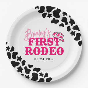 Prato De Papel Cowgirl Disco Rosa Primeiro Rodeio
