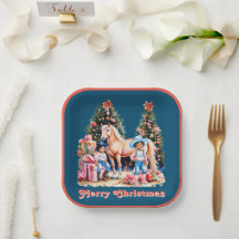 Cowgirl Negra Horse de inverno Feliz Natal