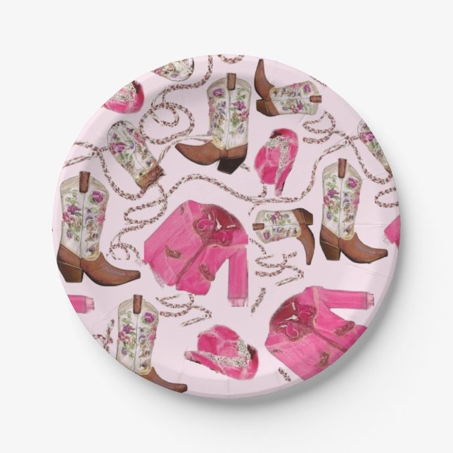 Prato De Papel cowgirl pattern style (Frente)