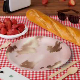Prato De Papel Cowhide Dourada-Rosa-Rosa-Blush