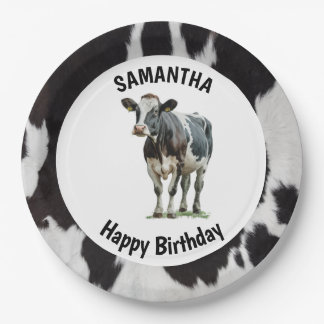 Prato De Papel Cowhide Preto e Branco