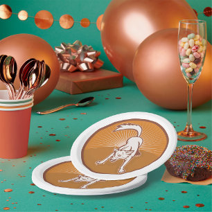 Prato De Papel Coyote Retro Sunset Vintage Natureza Selvagem Anim