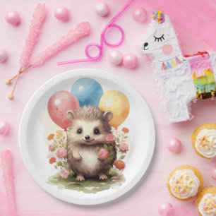 Prato De Papel Cozinha de Aquarela Retro Cóctil com Balões