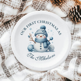 Prato De Papel Cozy Blue Rustic Christma