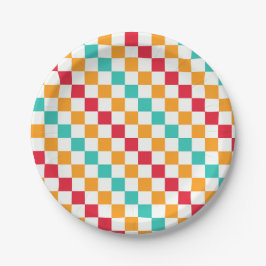 Prato De Papel Cozy classroom diagonal checkerboard pattern