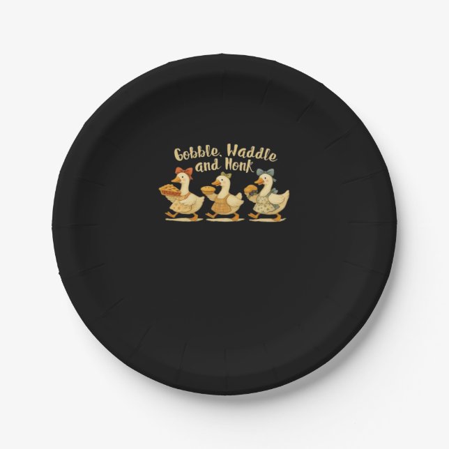 Prato De Papel Cozy Fall Season Goose Gobble Waddle Honk Cute Cot (Frente)