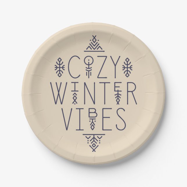 Prato De Papel Cozy Winter Vibes Design (Frente)