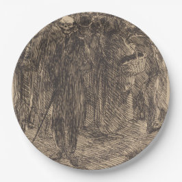 Prato De Papel Crânio na multidão (por Albert Besnard)