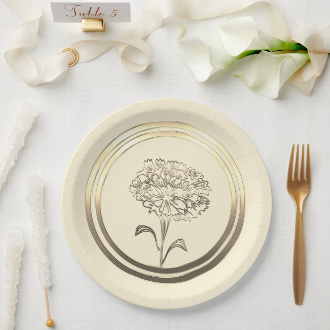 Prato De Papel Cravina de Janeiro Personalizada (Casamento)