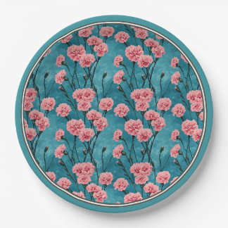 Prato De Papel Cravos Rosa Pintados à Mão