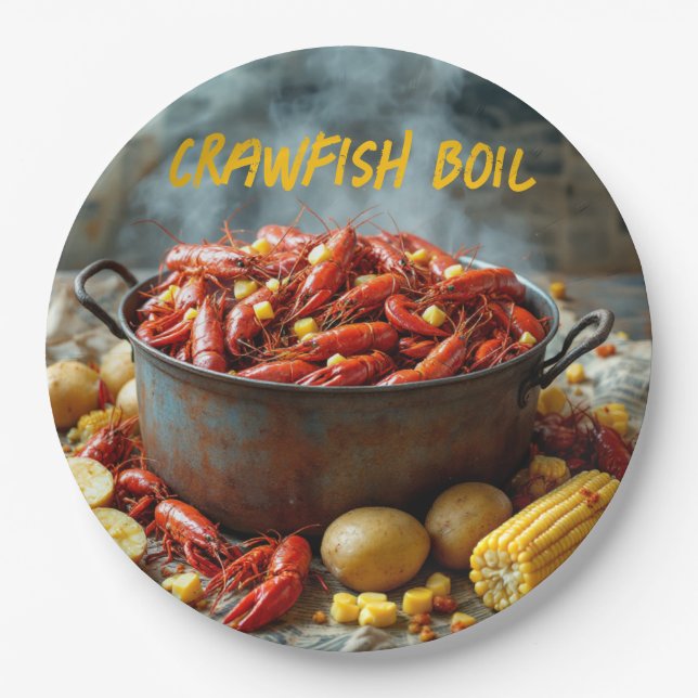 Prato De Papel Crawfish Boil Paper Placas (Frente)
