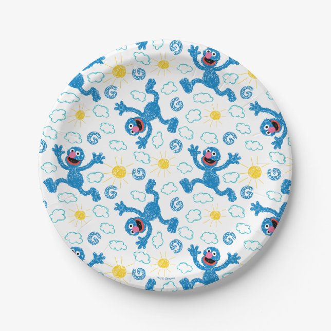 Prato De Papel Crayon Grover Sunshine Patterno (Frente)
