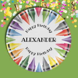 Prato De Papel Crayon Happy Birthday Child Party
