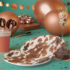 Prato De Papel Cream Brown Cowhide Ocidental