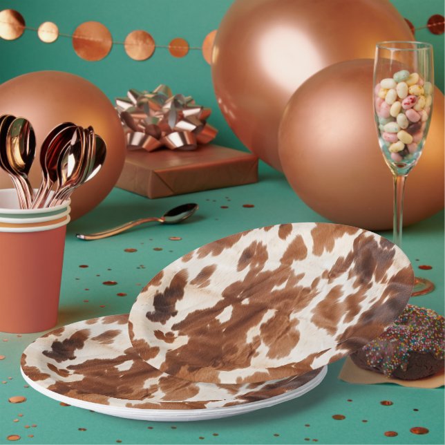 Prato De Papel Cream Brown Cowhide Ocidental (Múltiplo)