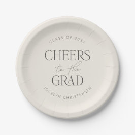 Prato De Papel Cream Gray Personalized Cheers Grad Party