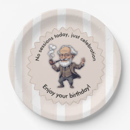 Prato De Papel Cream lines Pastel Sigmund Freud Birthday Text