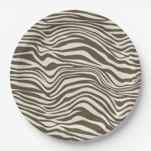 Prato De Papel Cream Zebra Castanho