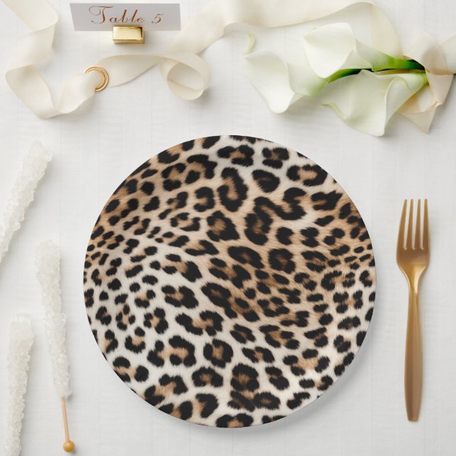 Prato De Papel Creme Black Leopardo Print (Casamento)