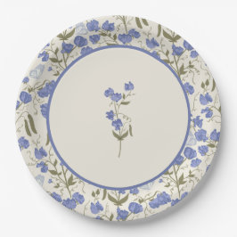 Prato De Papel Creme de Casamento Floral de Ervilha Doce