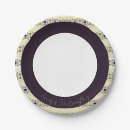 Prato De Papel Creme Dourado E Mauve