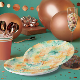 Prato De Papel Creme Laranja Tropical bonito
