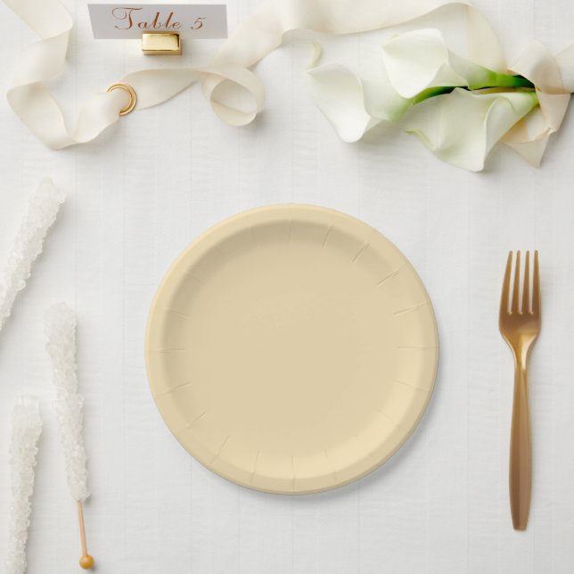 Prato De Papel Creme sólido costeiro moderno (Casamento)